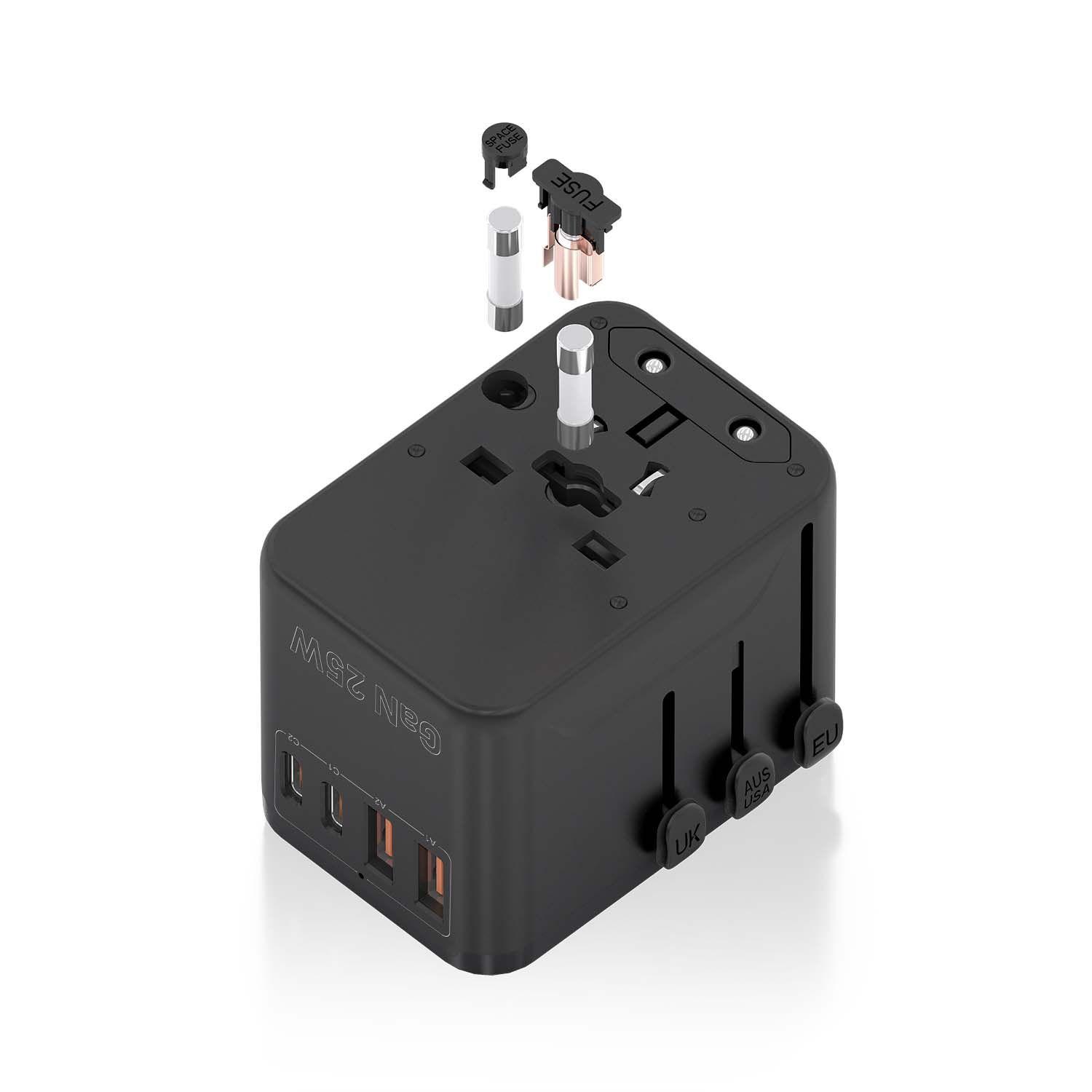 Adaptador de Viagem Universal AISENS ASPS-2A2C08-BK (2500 W - 25 W - Preto), miniatura 3