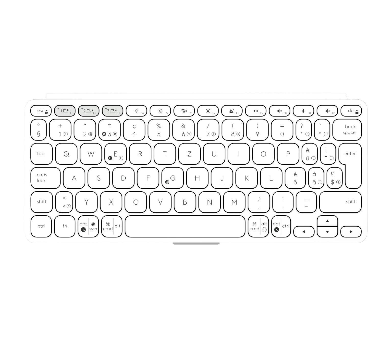 Teclado LOGITECH Keys-To-Go 2 (Suíço - Teclas tesoura - Mini - Branco) — miniatura 3