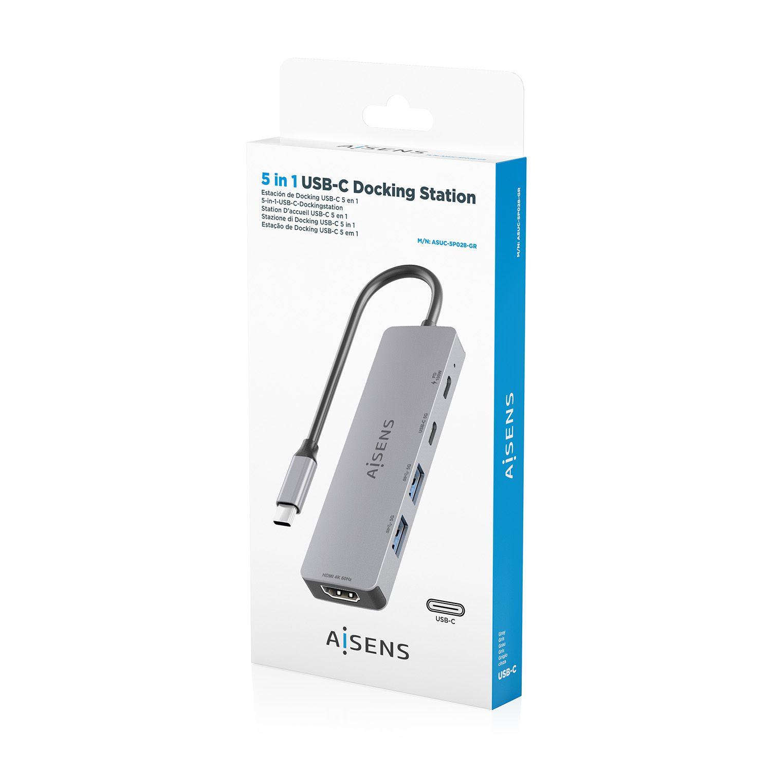 Dock USB-C AISENS ASUC-5P028-GR (0,15 m - Cinzento), miniatura 7