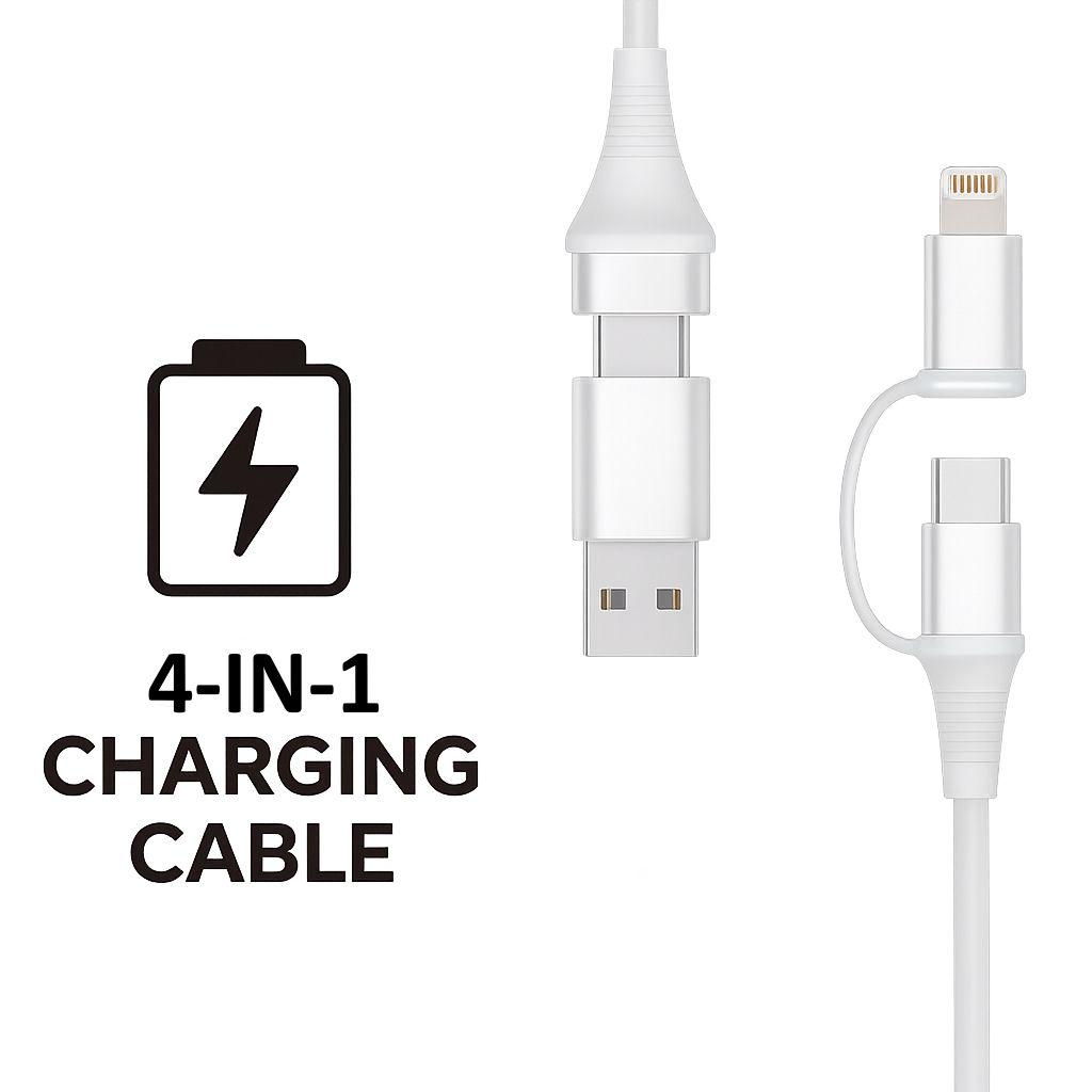 Cabo USB 4 em 1 EWENT EC1076 (2 m - USB-A/USB-C - USB-C/Lightning - Branco) — miniatura 2