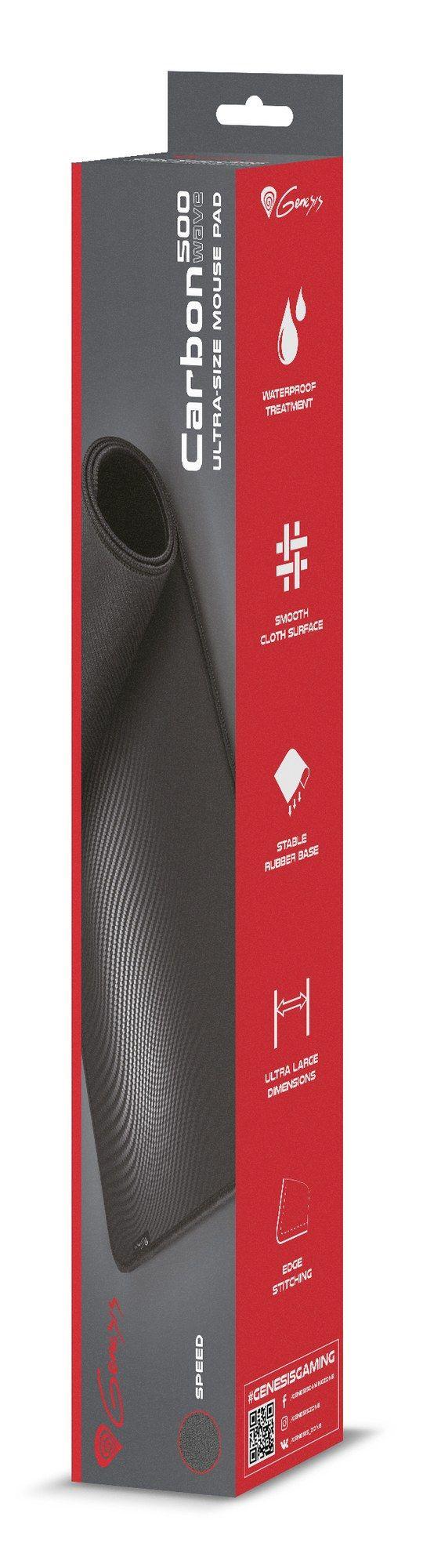 Tapete de Rato para Jogos GENESIS Carbon 500 Ultra Wave (Tecido, Borracha - 2,5 mm - Preto e Cinzento) — miniatura 6