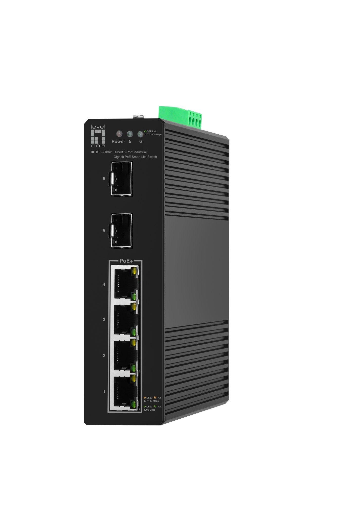 Switch Industrial Gerido LEVELONE IGS-2106P (Gigabit Ethernet - 1,5 MB - 12 Gbit/s - Preto)
