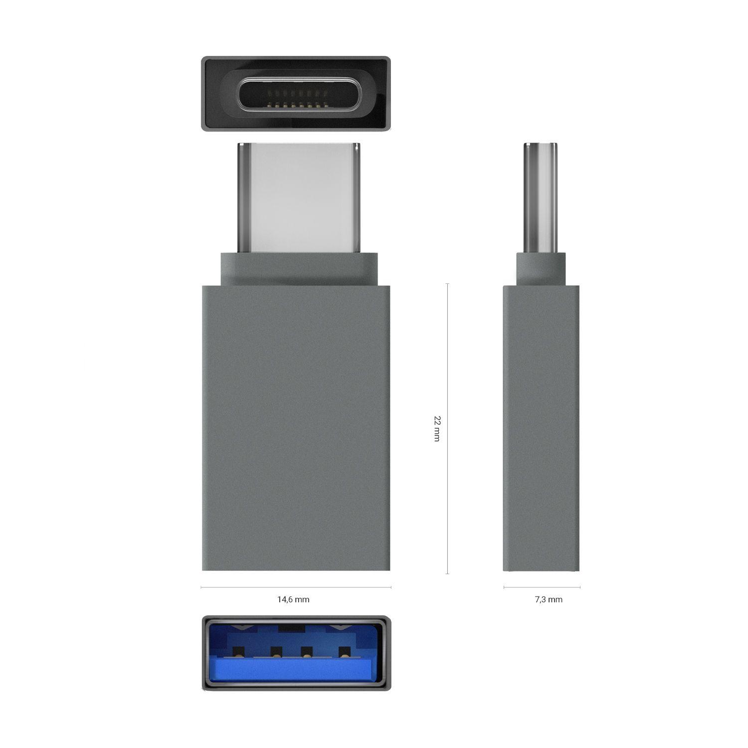 Mini Adaptador USB-C para USB-A AISENS A108-0718 (USB-A - USB-C - Cinzento) — miniatura 3