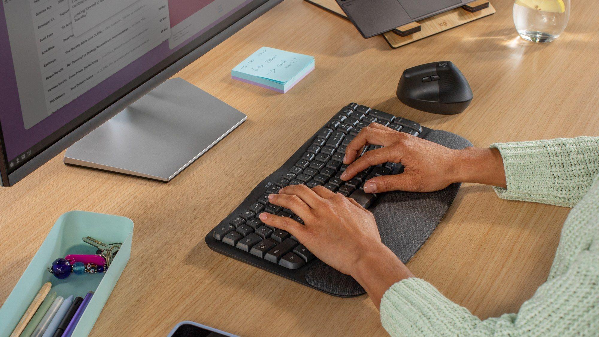 Teclado LOGITECH Wave Keys (Checo - Interruptor de membrana - Tamanho completo - Grafite) — miniatura 8