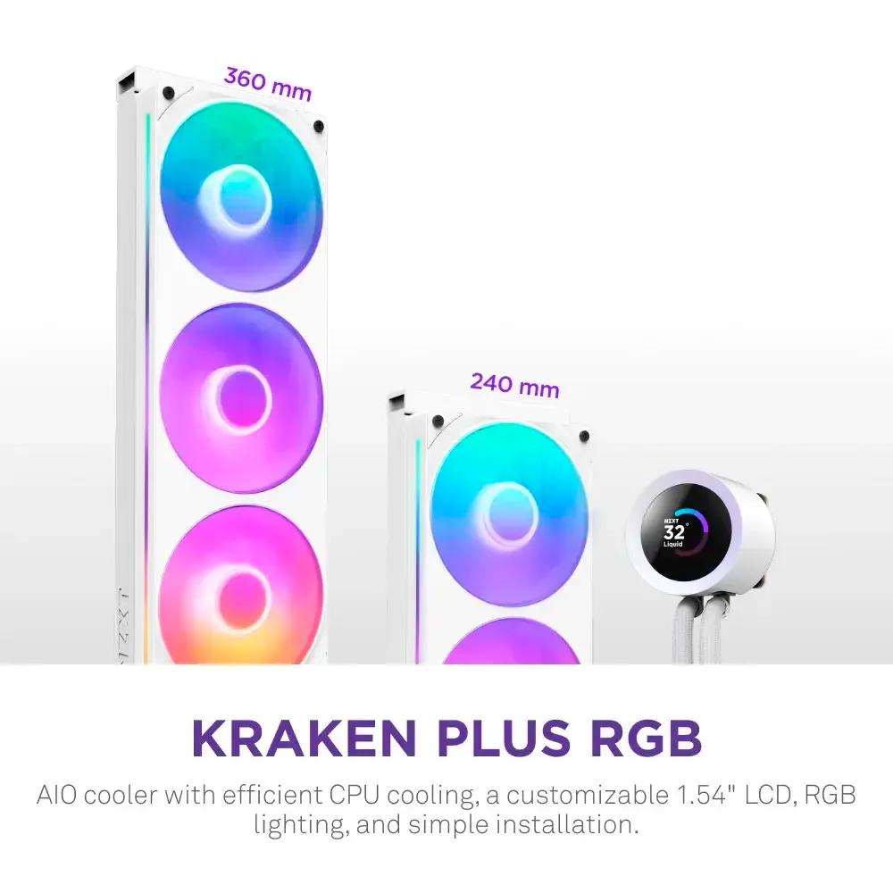 Sistema de Arrefecimento Líquido NZXT Kraken Plus RGB 240 (Ecrã TFT 1,54" - Radiador 240 mm - Branco) — miniatura 3