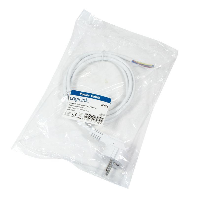 Cabo de Alimentação LOGILINK CP136 (1,5 m - CEE7/7 - Branco), miniatura 3