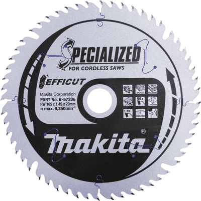 Disco de Serra Circular MAKITA B-57336 EFFICUT (165 x 20 mm - 56 dentes)