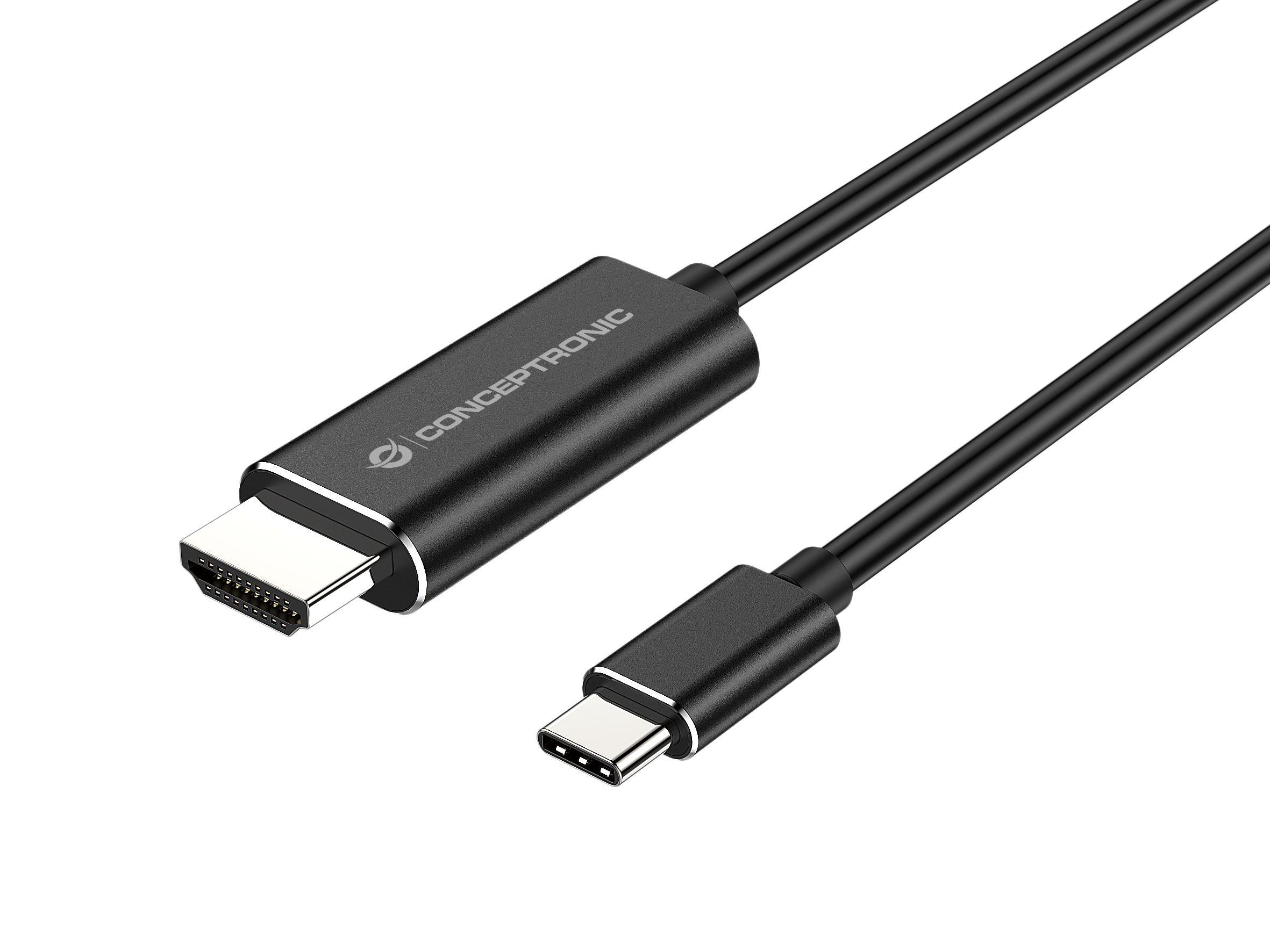 Cabo USB-C para HDMI CONCEPTRONIC ABBY04B (2 m - USB Type-C - Preto)