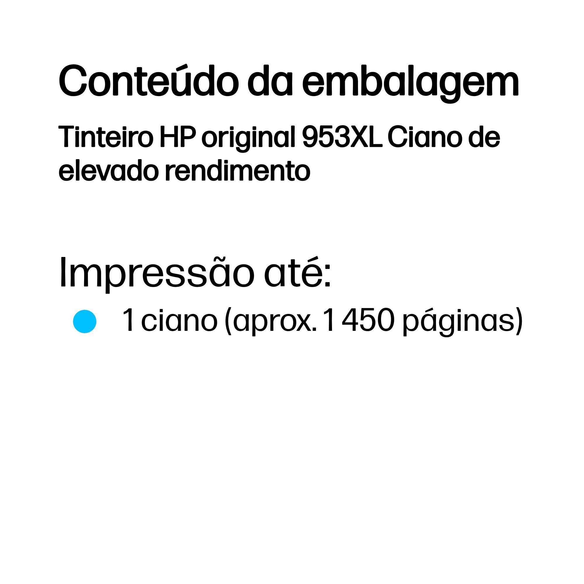 Tinteiro HP 953XL F6U16AE (1450 páginas - Ciano), miniatura 3