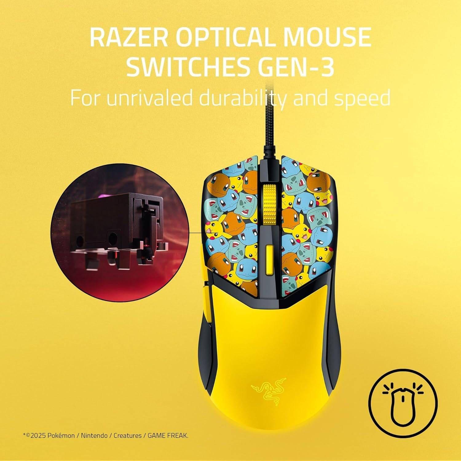 Rato RAZER Cobra Edição Pokémon Iniciais de Kanto (Mão direita - 8500 DPI - Ótico - Amarelo e Preto), miniatura 4