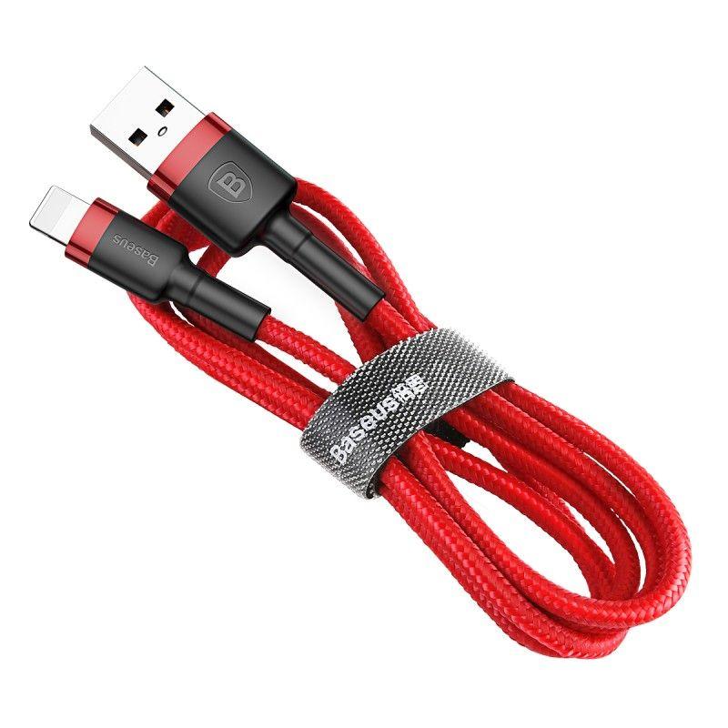 Cabo USB para Lightning BASEUS Cafule CALKLF-B09 (1 m - Preto e Vermelho)