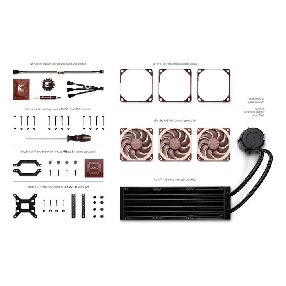 Sistema de Arrefecimento Líquido para CPU NOCTUA NL-LC1-36 (360 mm - 120 mm - 1800 RPM - Castanho) — miniatura 5
