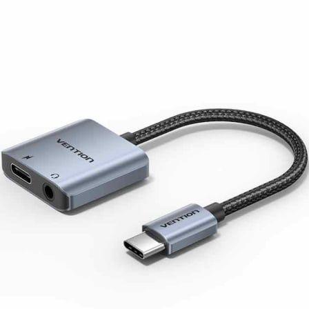 Adaptador de Áudio VENTION BIGHA (10 cm - USB-C macho - Jack de 3,5 mm fêmea - Cinza)