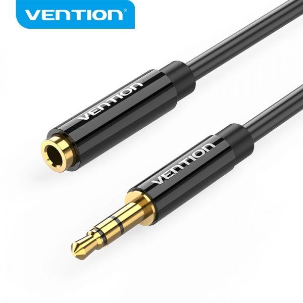 Cabo de Extensão Áudio VENTION BBZBD (0,5 m - Jack 3,5 mm macho - Jack 3,5 mm fêmea - Preto)
