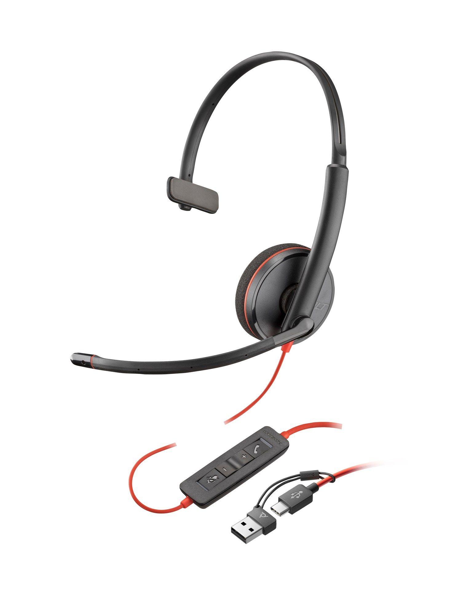 Headset POLY Blackwire 3210 Monaural USB-C (Monofónico - Com fios - Supra-aural - Preto) — miniatura 2