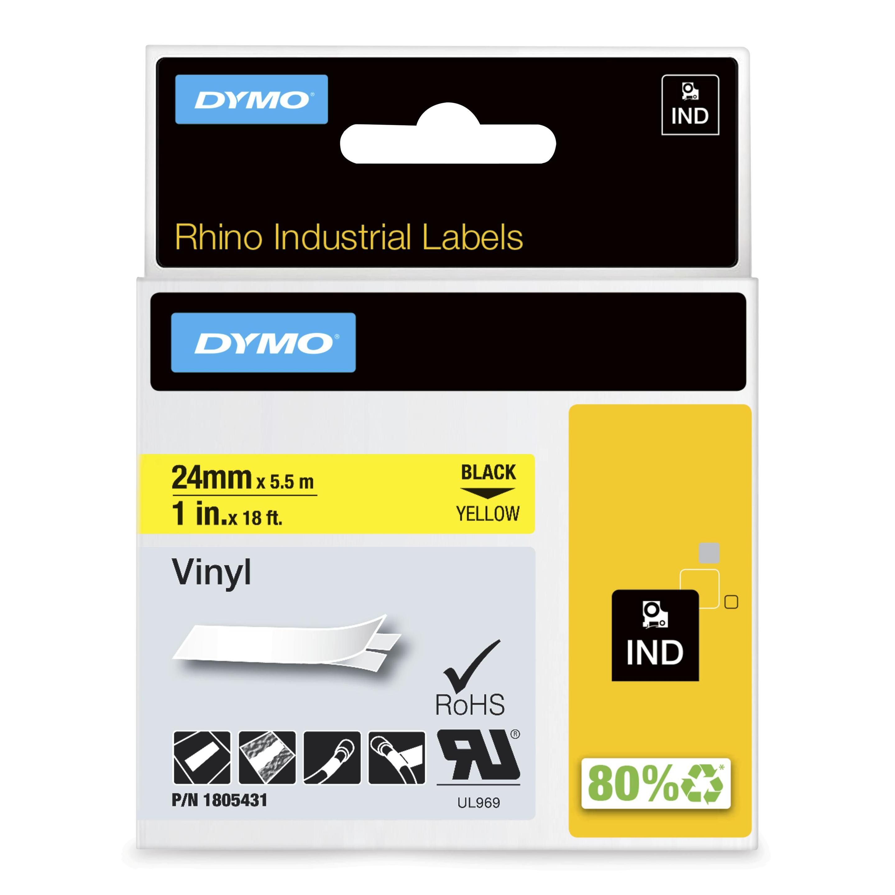 Fita de Impressão DYMO Rhino 1805431 (Preto sobre amarelo)