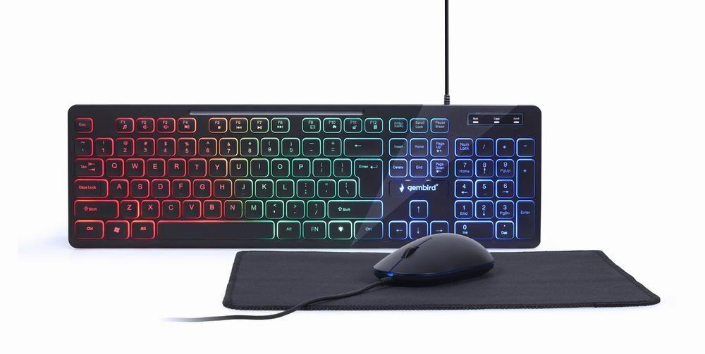 Conjunto Teclado e Rato GEMBIRD KBS-UML-01 (Inglês - USB Tipo A - Preto)