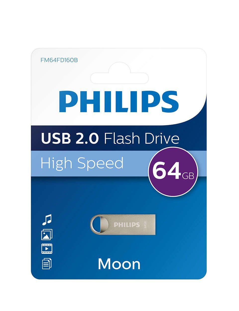 Pen USB PHILIPS Moon Edition 2.0 FM64FD160B/00 (64GB - Prateado), miniatura 3