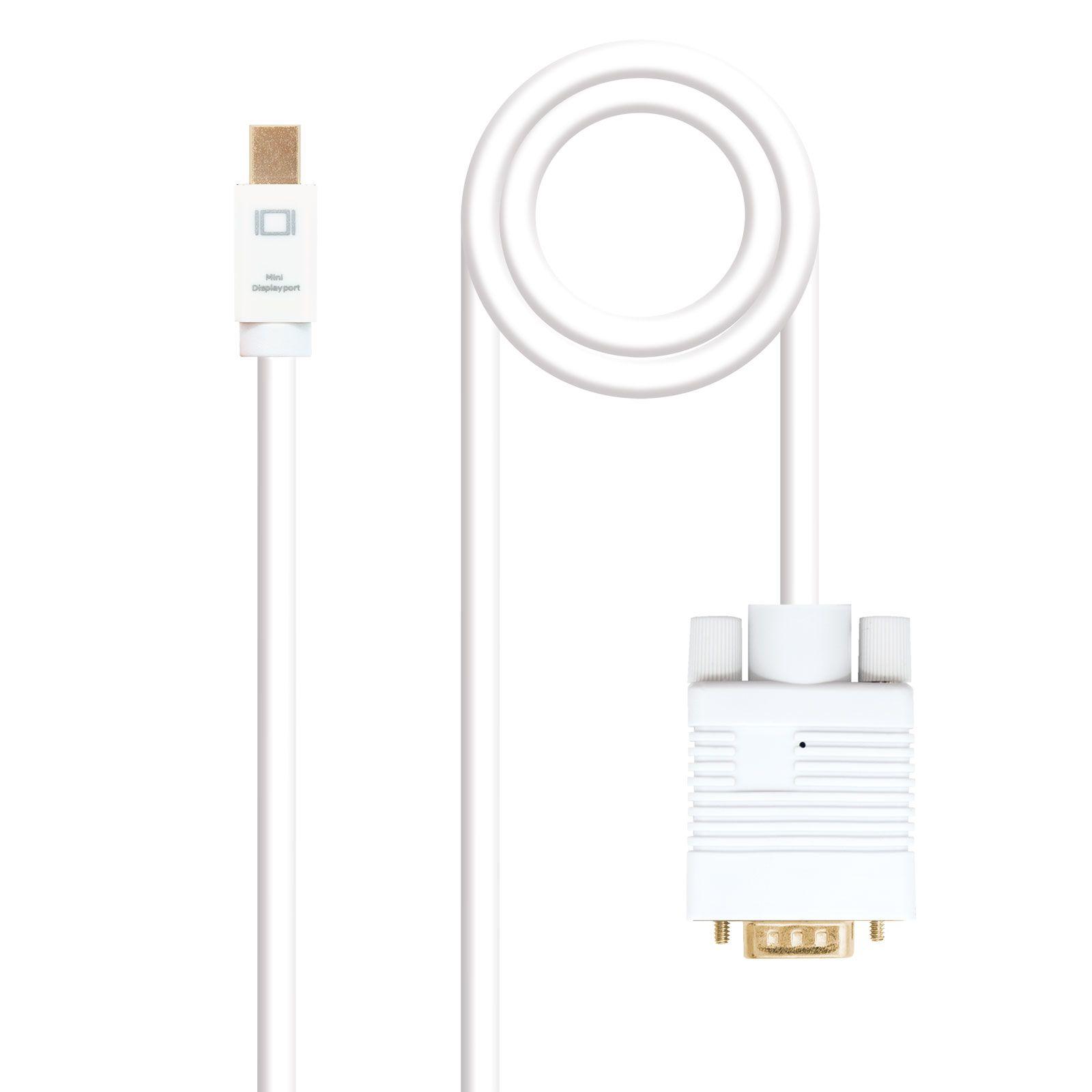 Cabo Conversor NANOCABLE 10.15.4102 (2 m - Mini DisplayPort - Branco)