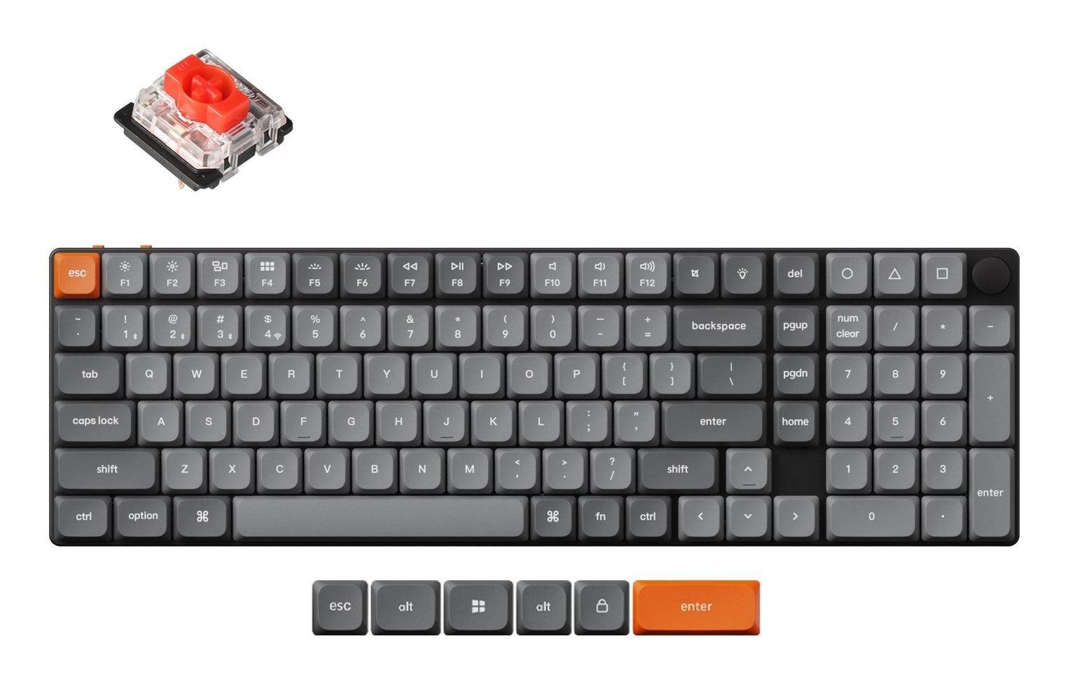 Teclado KEYCHRON K17 Max (Inglês - Gateron Red - 75% - Preto)