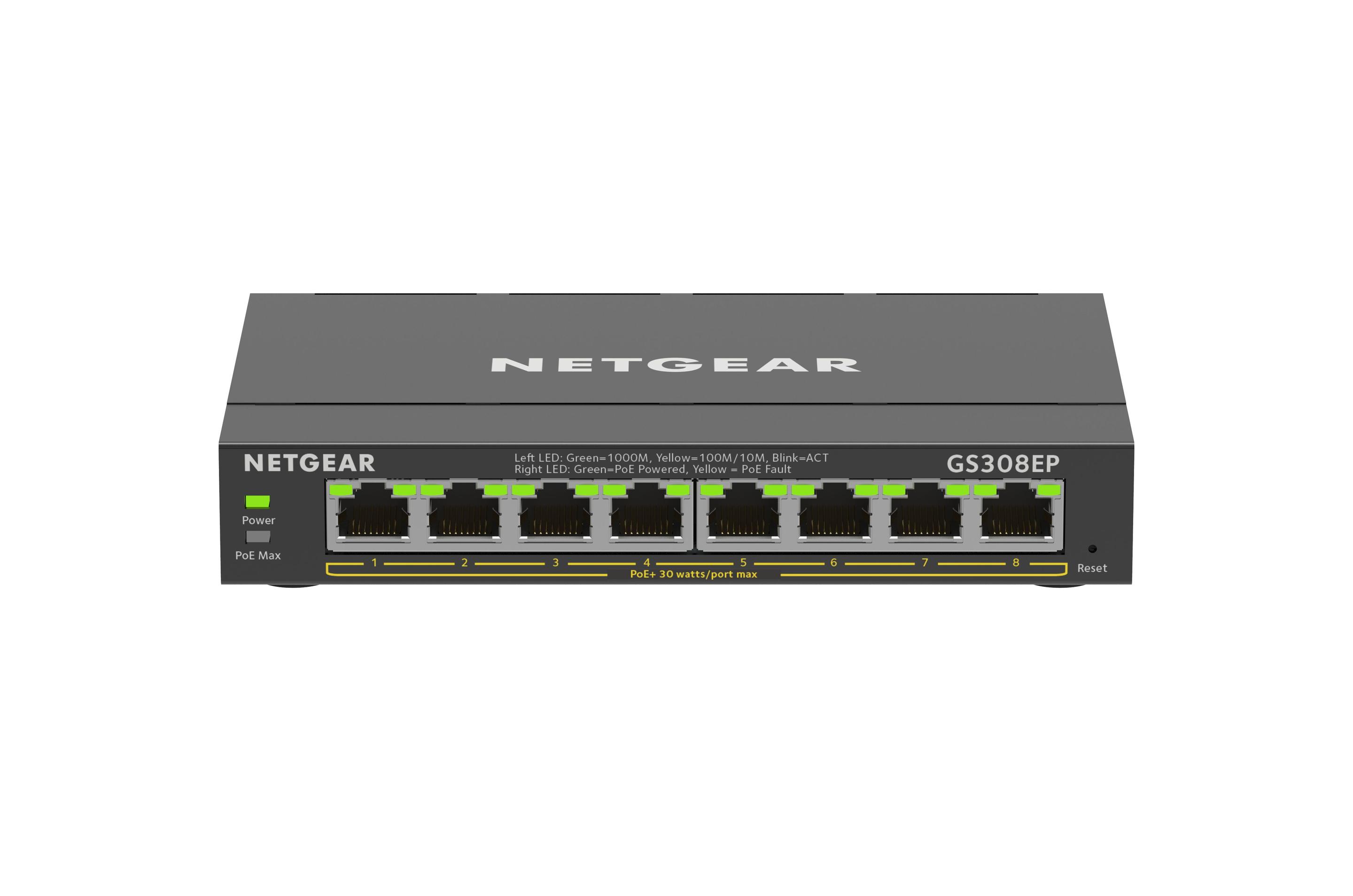 Switch Gerido NETGEAR GS308EP-100PES (Gigabit Ethernet - 1000 Mbit/s - 16 Gbit/s - Preto), miniatura 4