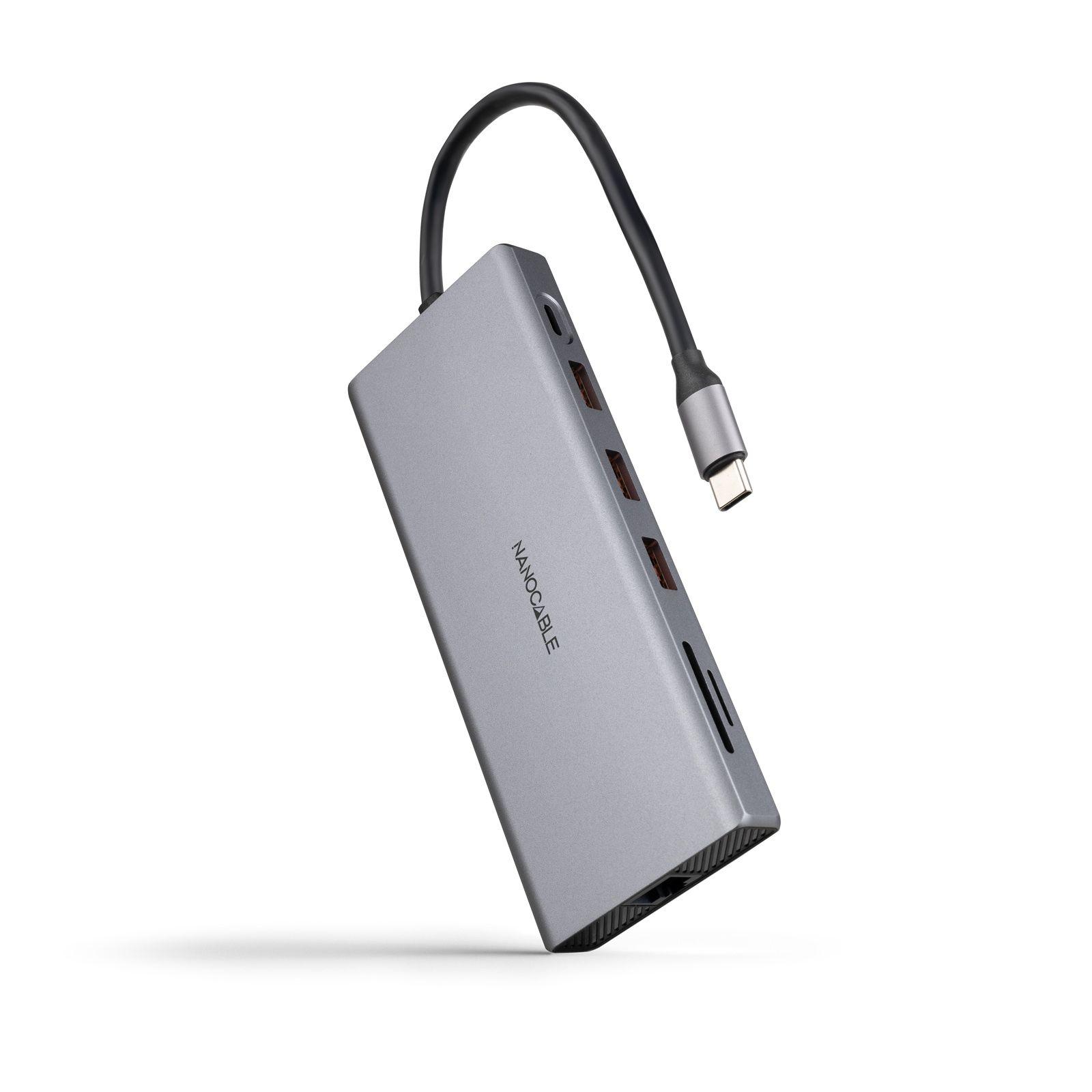 Hub USB-C NANOCABLE 10.16.4612 (0,18 m - Cinzento)