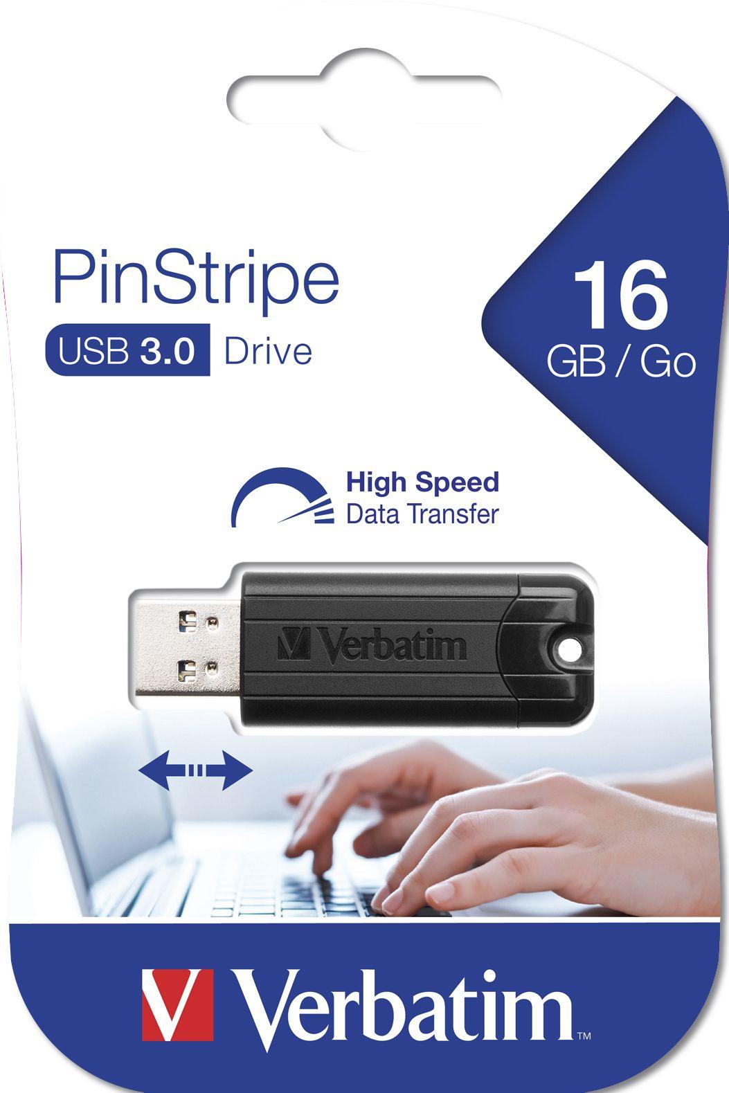 Pen USB VERBATIM Store 'n' Go PinStripe 49316 (USB Type-A - 3.2 Gen 1 - Deslizante - Preto), miniatura 2