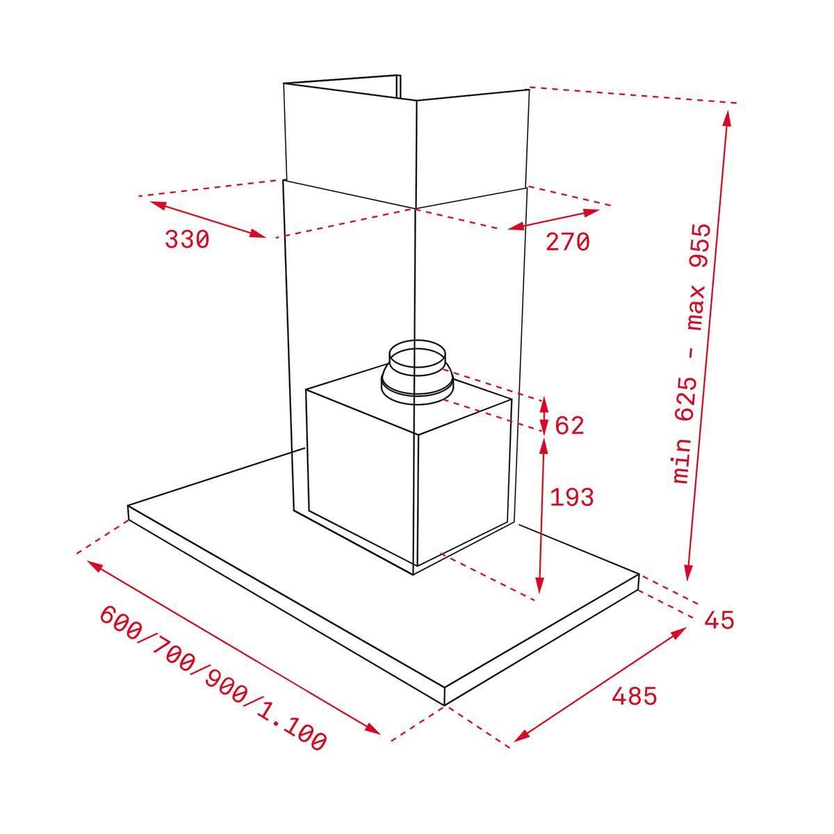Exaustor de Parede TEKA DLH686T (Altura 100 cm - 60 cm - 49 cm - Inox), miniatura 2