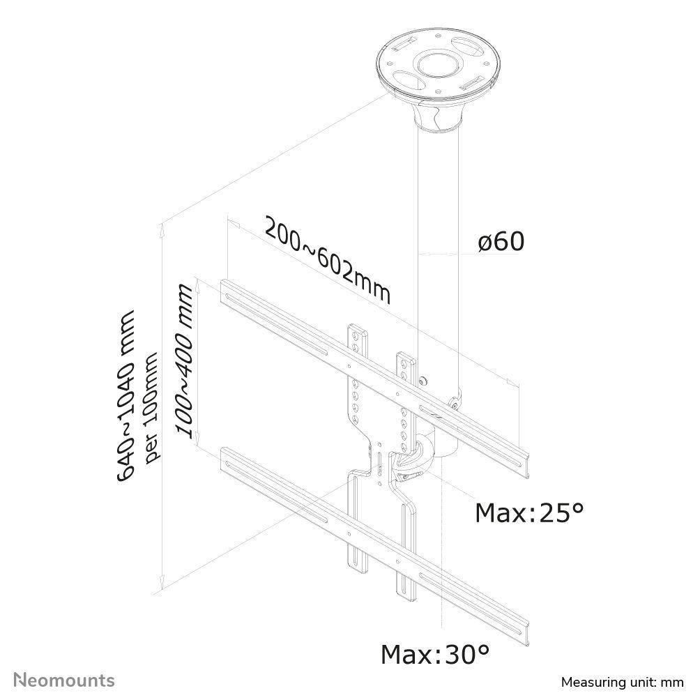 Suporte de Teto para TV NEOMOUNTS FPMA-C400BLACK (32-60" - 35 kg - VESA 200x200 a 600x400 - Preto), miniatura 8