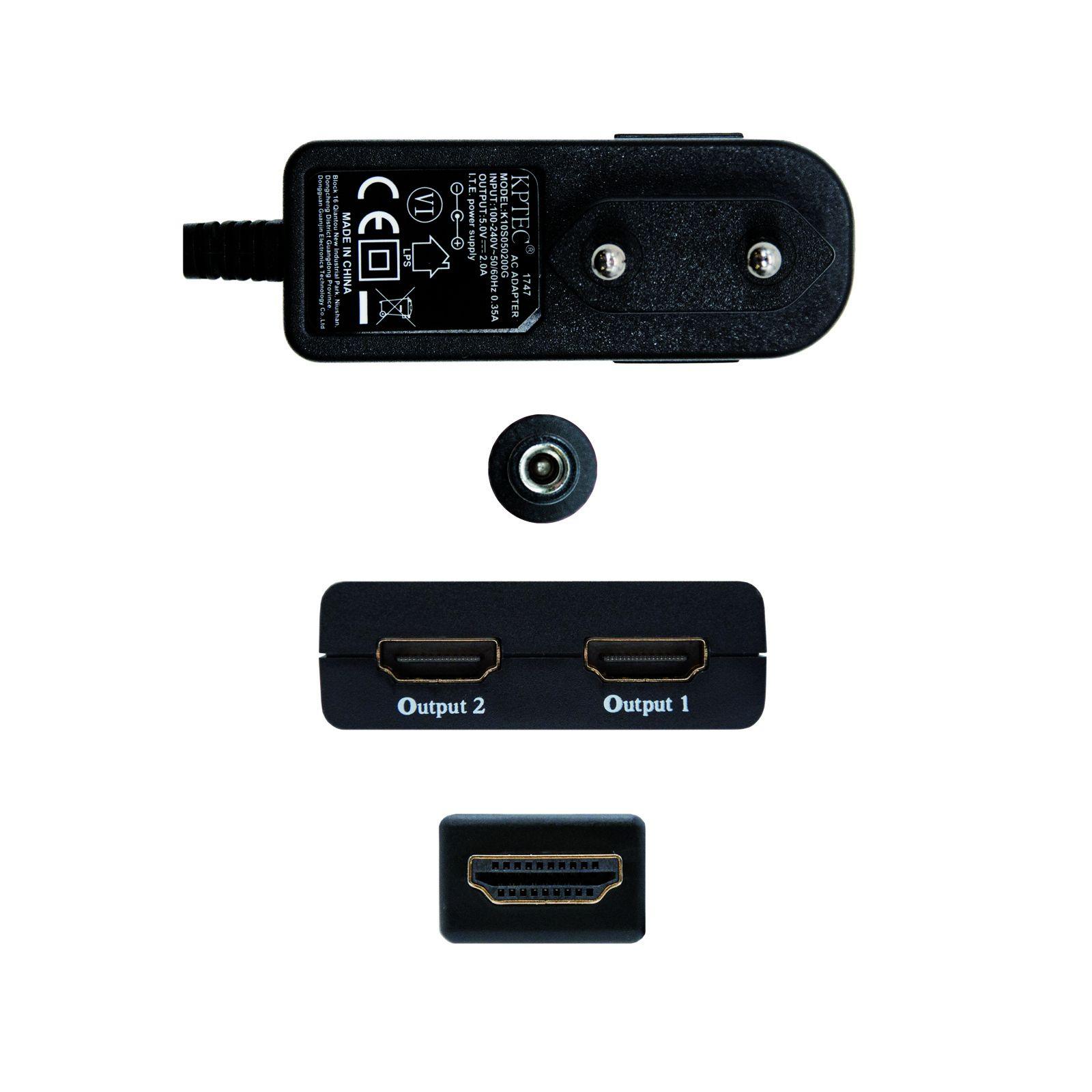 Splitter HDMI NANOCABLE 10.25.3502 (0,5 m - 120 Hz - Preto) — miniatura 3
