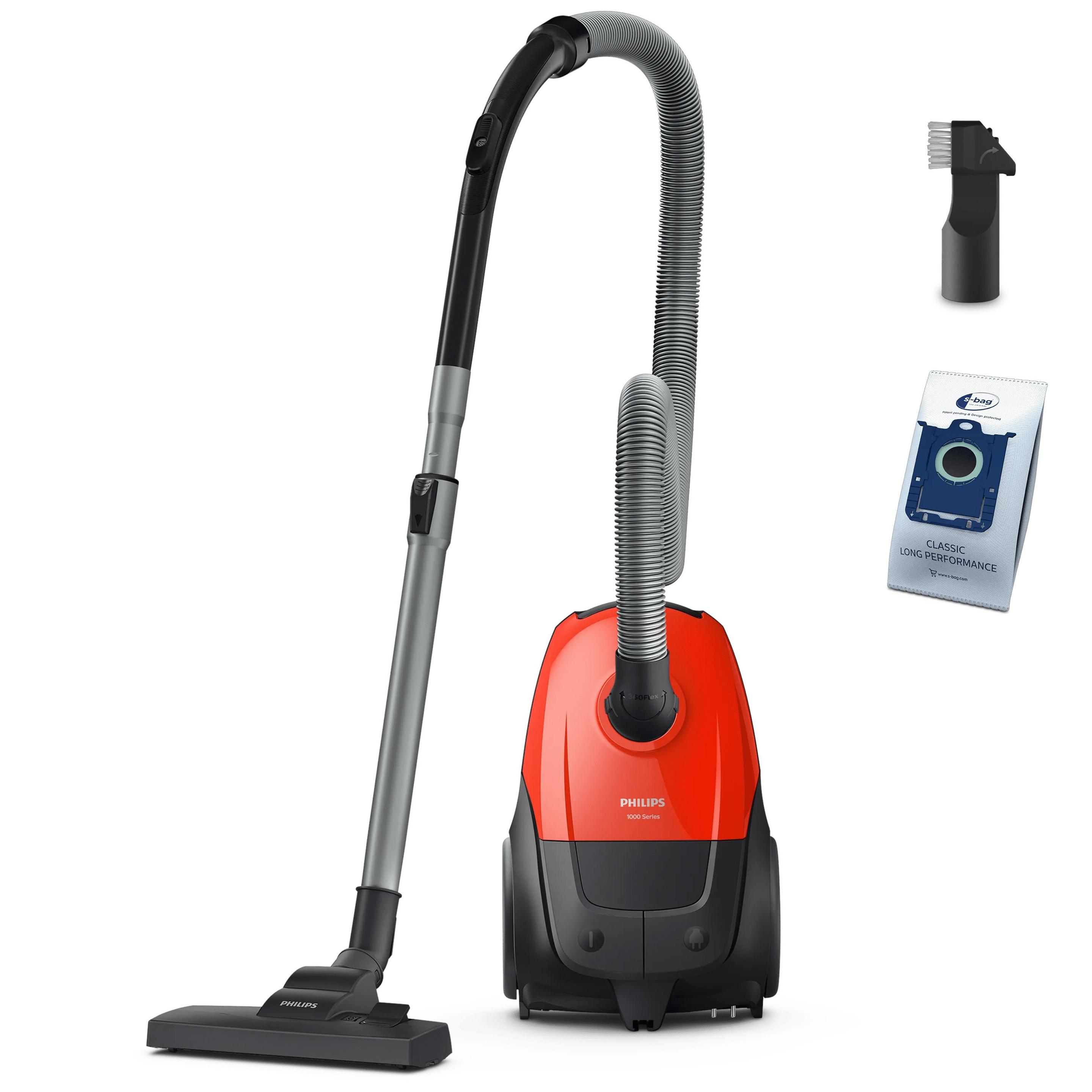 Aspirador com Saco PHILIPS 1000 Series XD1111/10 (Altura 2,4 cm - 3 l - Tapete, piso duro, estofos - Preto e Vermelho)