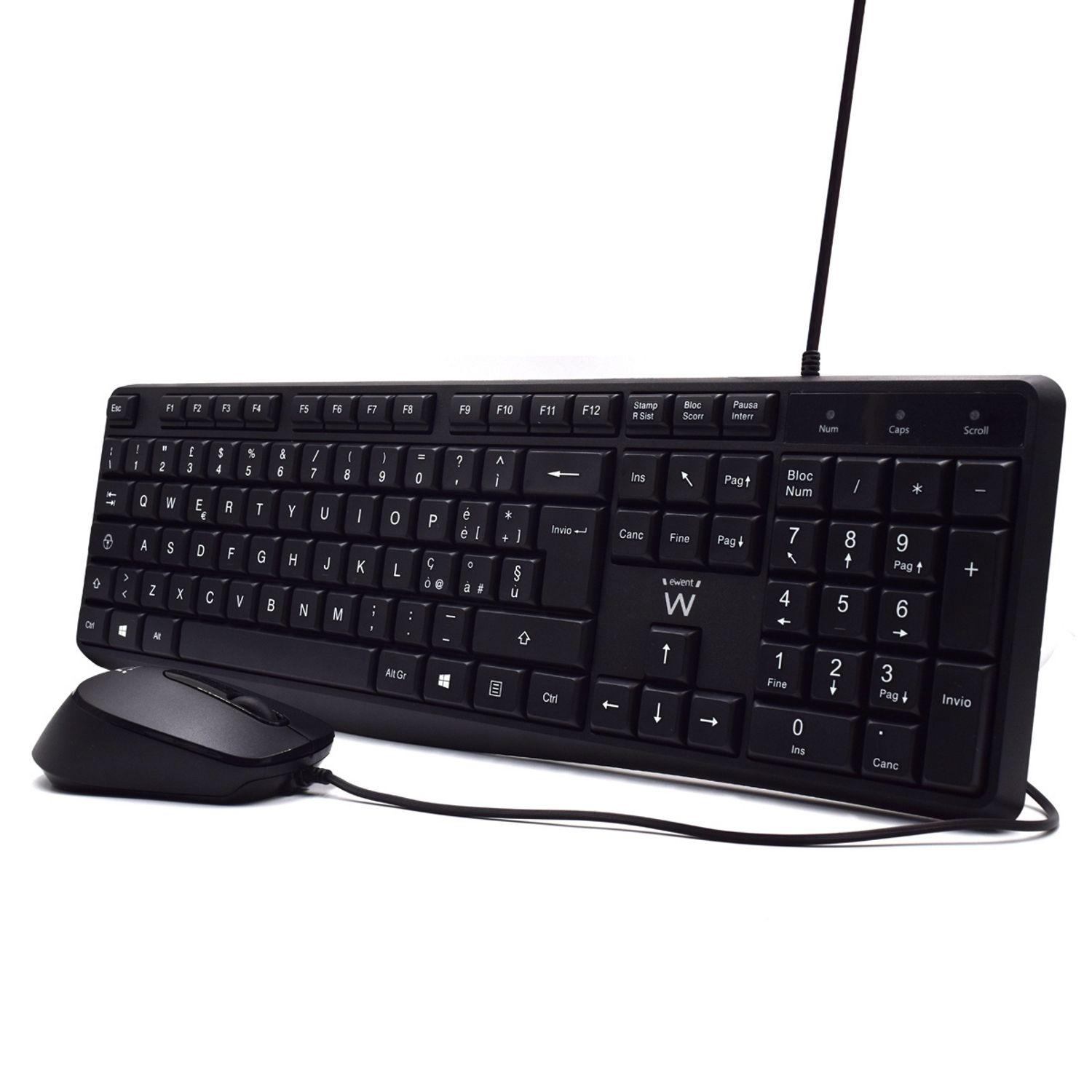 Teclado e Rato EWENT EW3005 (Italiano - Interruptor de membrana - Tamanho completo - Preto), miniatura 2