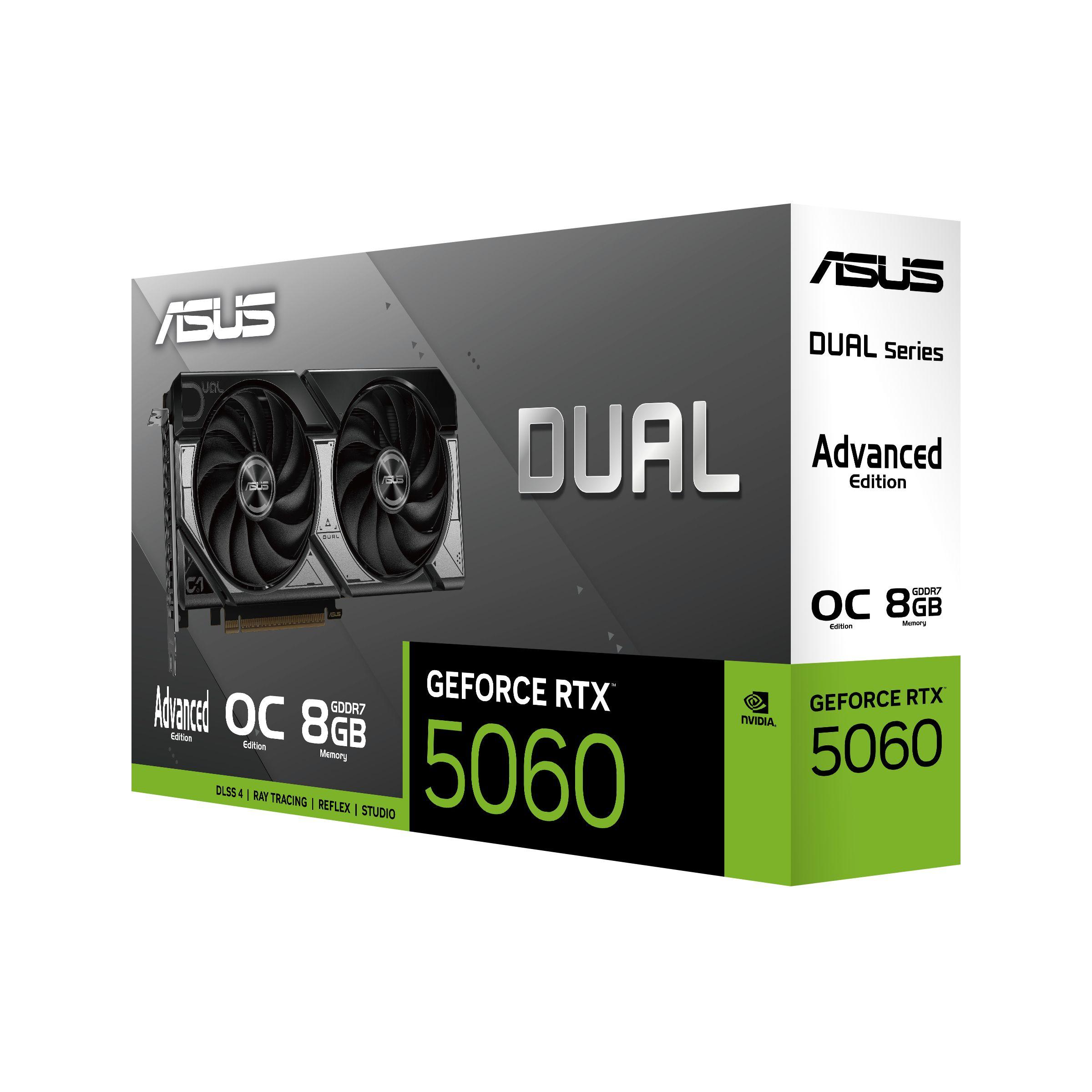 Placa Gráfica ASUS Dual RTX5060-O8G-A (GeForce RTX 5060 - 28 Gbit/s - 8 GB - Preto e Branco), miniatura 5