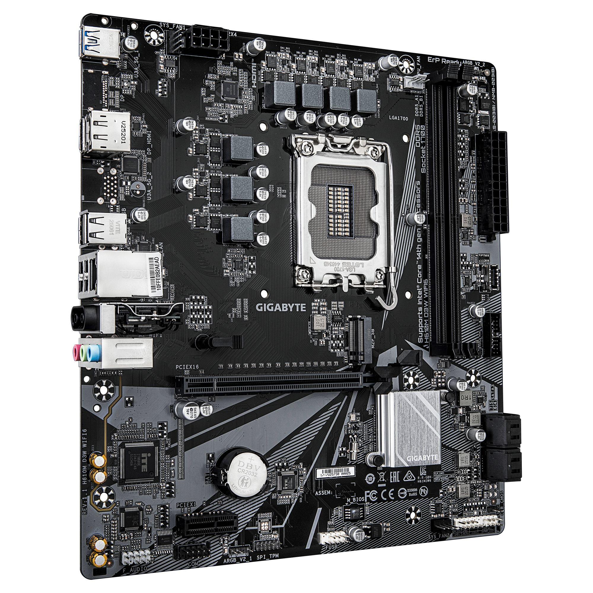 Motherboard GIGABYTE H610M D3W WIFI6 (LGA 1700 - micro ATX - Duplo canal - Castanho escuro), miniatura 3