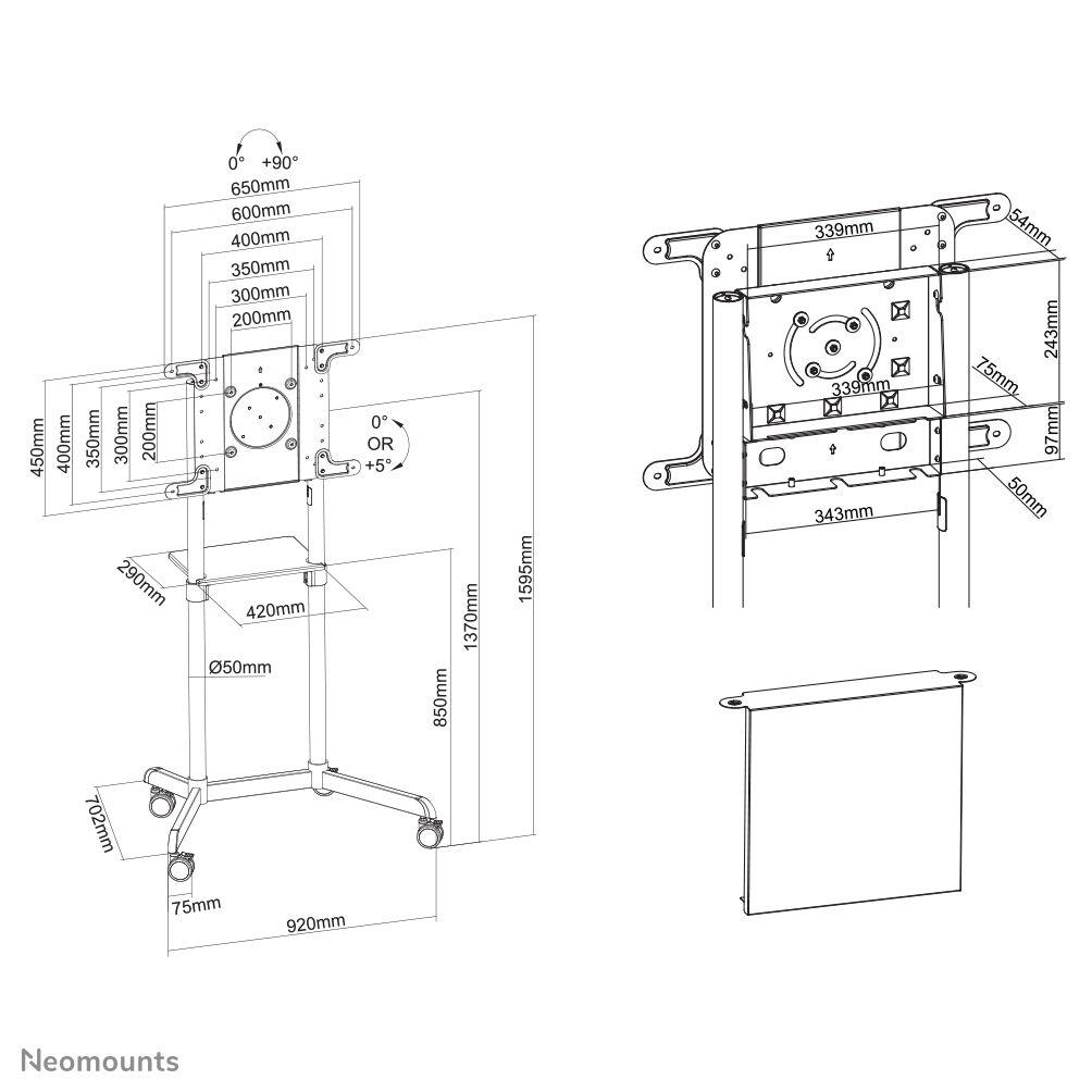 Suporte de Chão para TV NEWSTAR NS-M1250WHITE (37–70" - 70 kg - Branco), miniatura 15