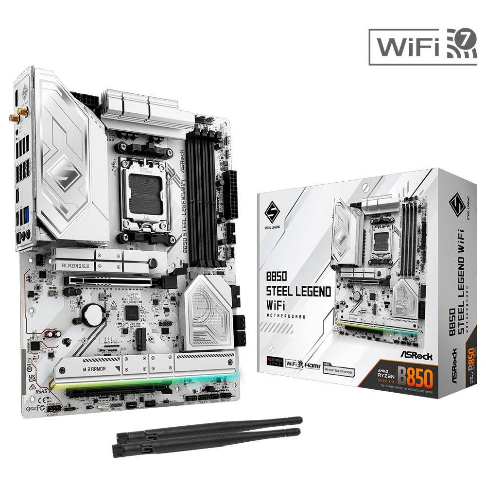 Motherboard ASROCK B850 Steel Legend WiFi (AM5 - ATX - Duplo canal - Branco), miniatura 2