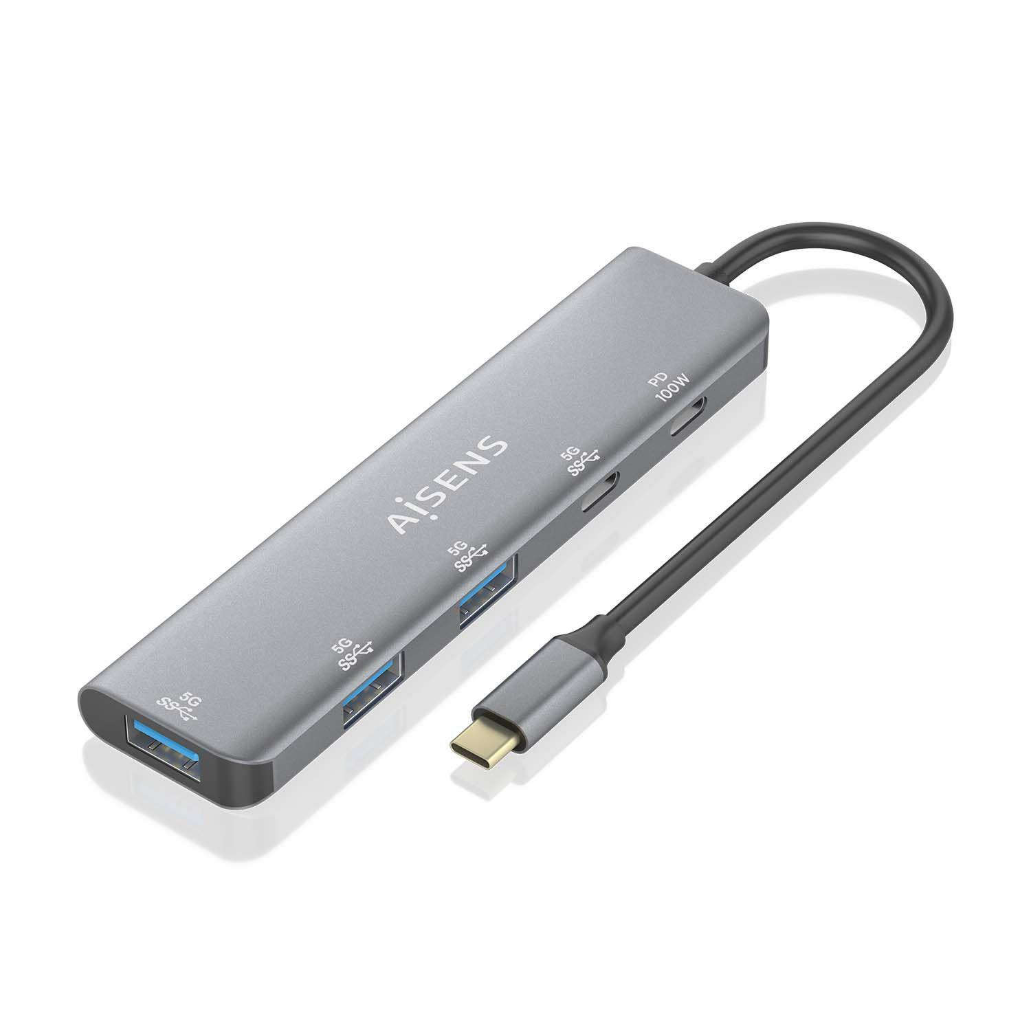 Hub USB-C AISENS A109-0857 (0,15 m - Cinzento), miniatura 2