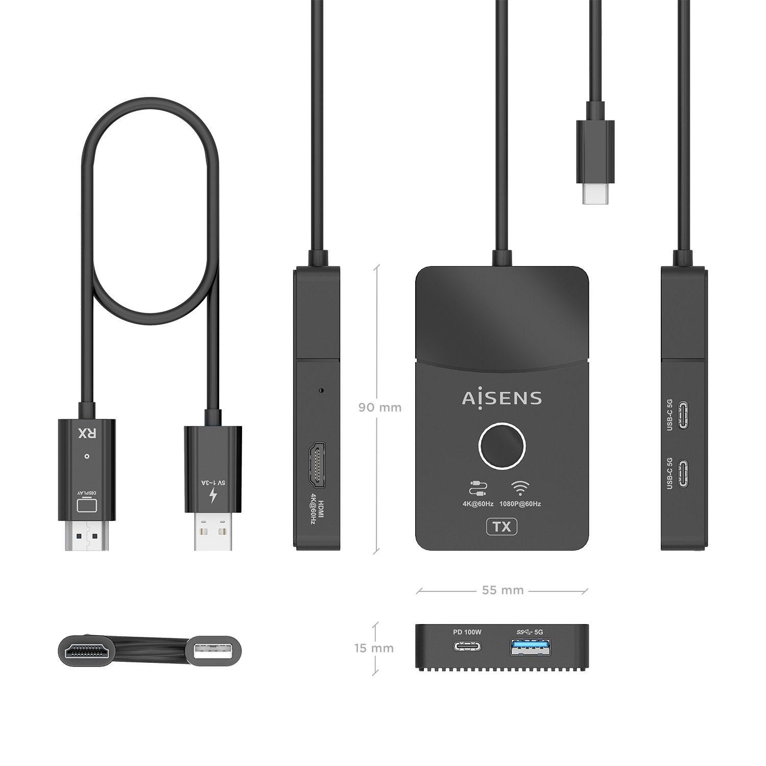 Base de Ligação USB-C AISENS ASWL-H2KDC30M05-BK (0,2 m - Preto), miniatura 4