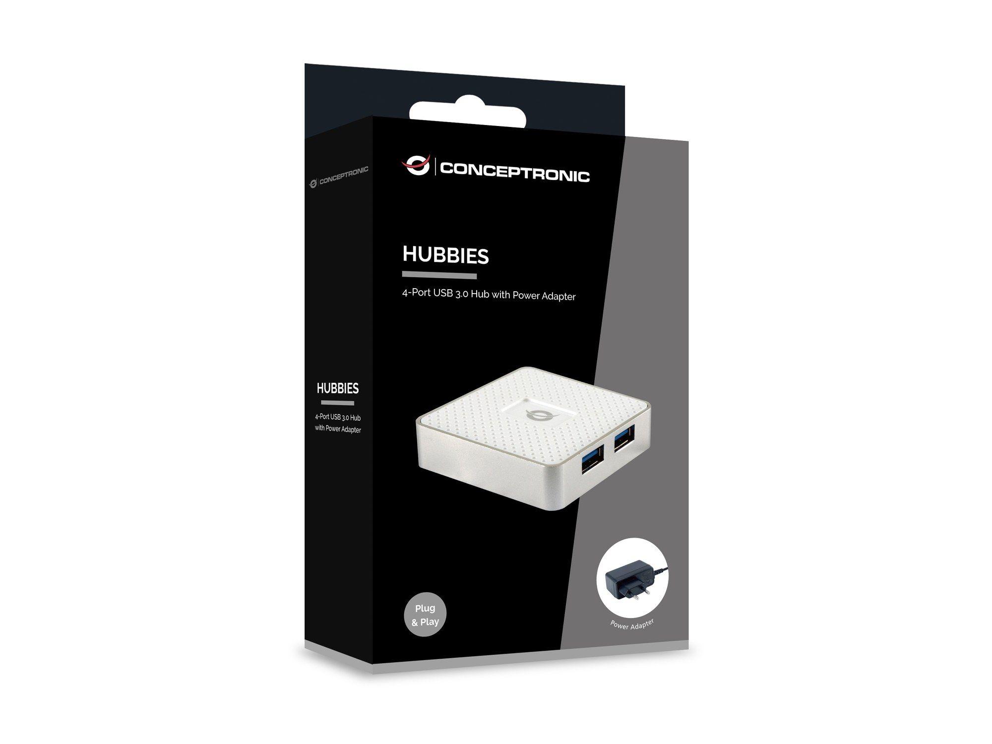 Hub USB 3.0 CONCEPTRONIC HUBBIES03W (0,55 m - USB 3.2 Gen 1 Tipo A - USB 3.2 Gen 1 Micro-B - Branco), miniatura 3