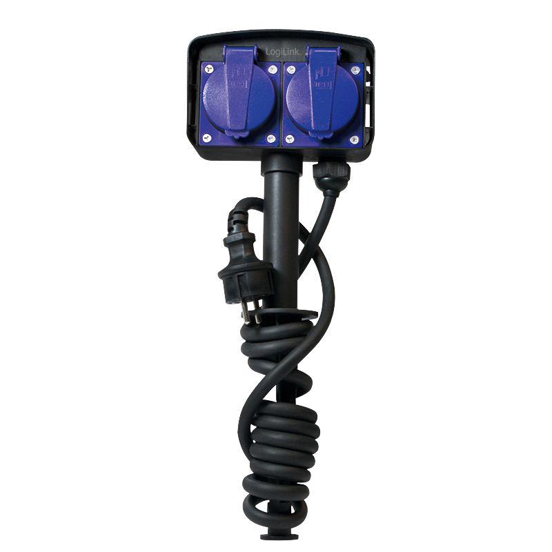 Distribuidor Elétrico de Exterior LOGILINK LPS214 (Preto e Azul), miniatura 2