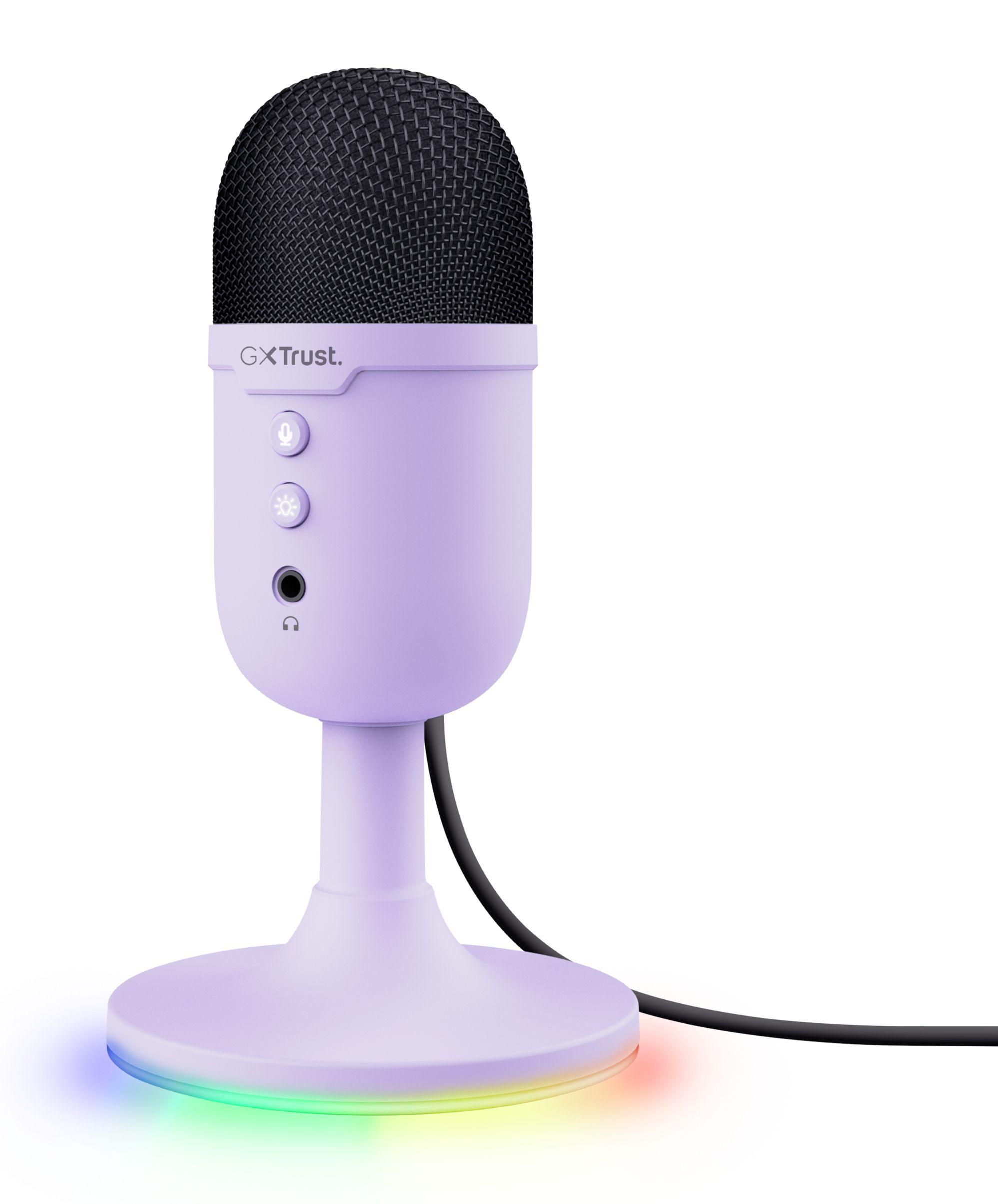Microfone TRUST GXT 234P Yunix RGB (Microfone de mesa - Com fios - USB/3.5 mm - Roxo)