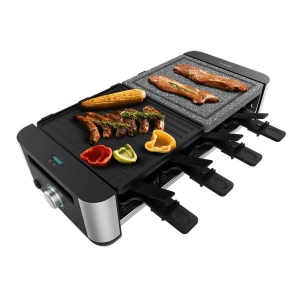 Grelhador Raclette Elétrico CECOTEC Cheese&Grill 16000 Inox Mixgrill (Preto/Inox)