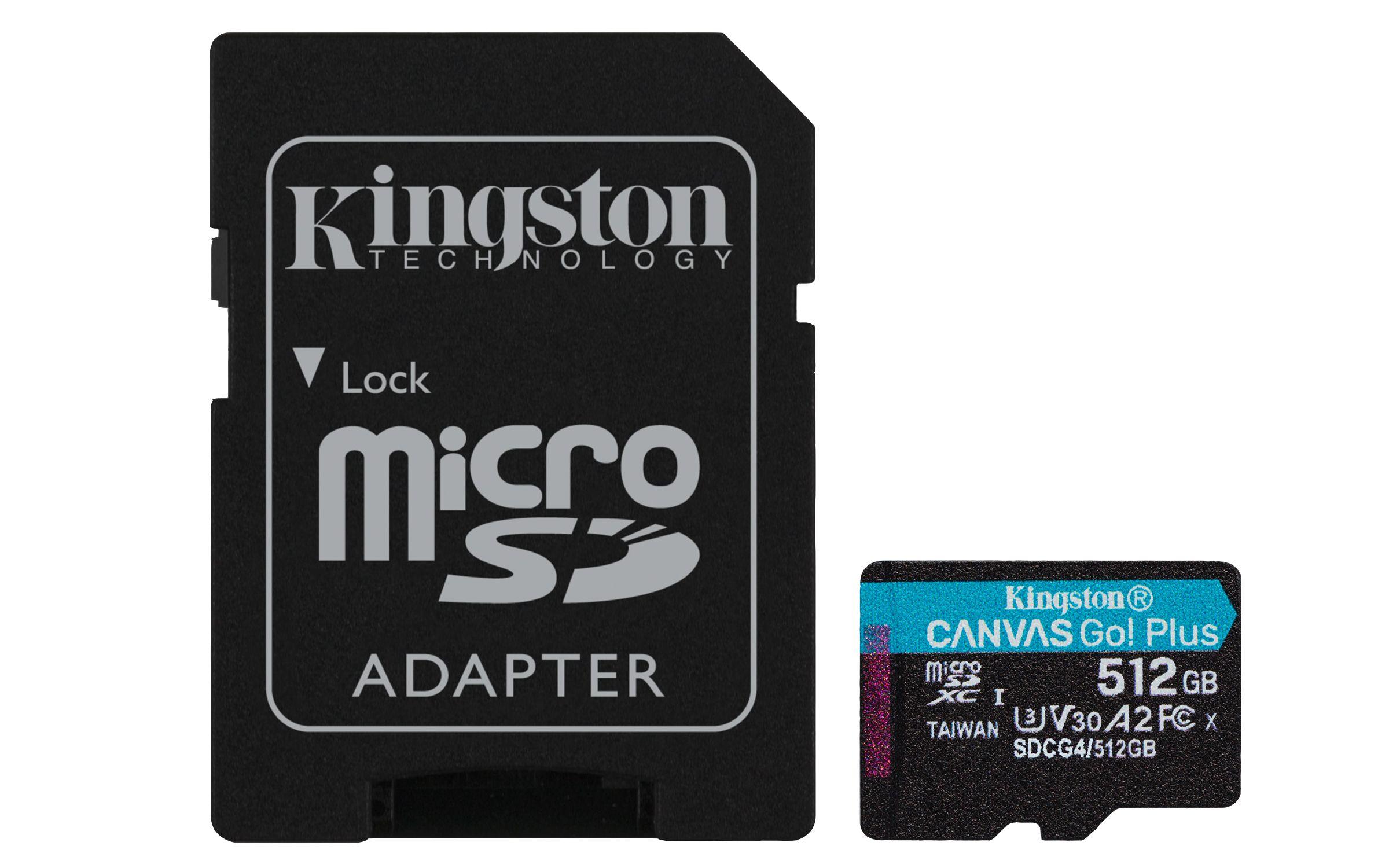 Cartão de Memória KINGSTON Canvas Go! Plus SDCG4/512GB (512GB - Classe 10 - 200 MB/s - Preto e Turquesa)