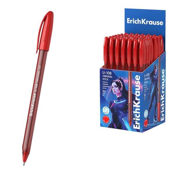 Caneta Esferográfica ERICHKRAUSE U-108 (Translúcido e tintado - Vermelho)