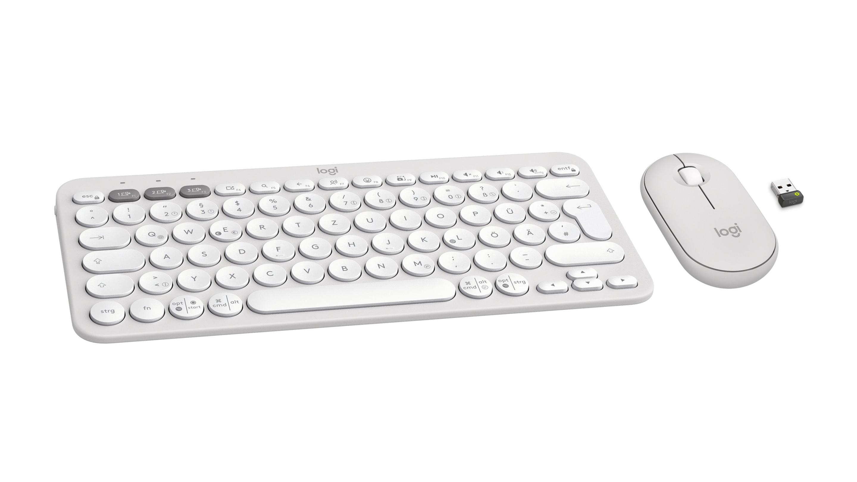 Teclado e Rato LOGITECH Pebble 2 Combo (Alemão - Teclas tesoura - Mini - Branco) — miniatura 3