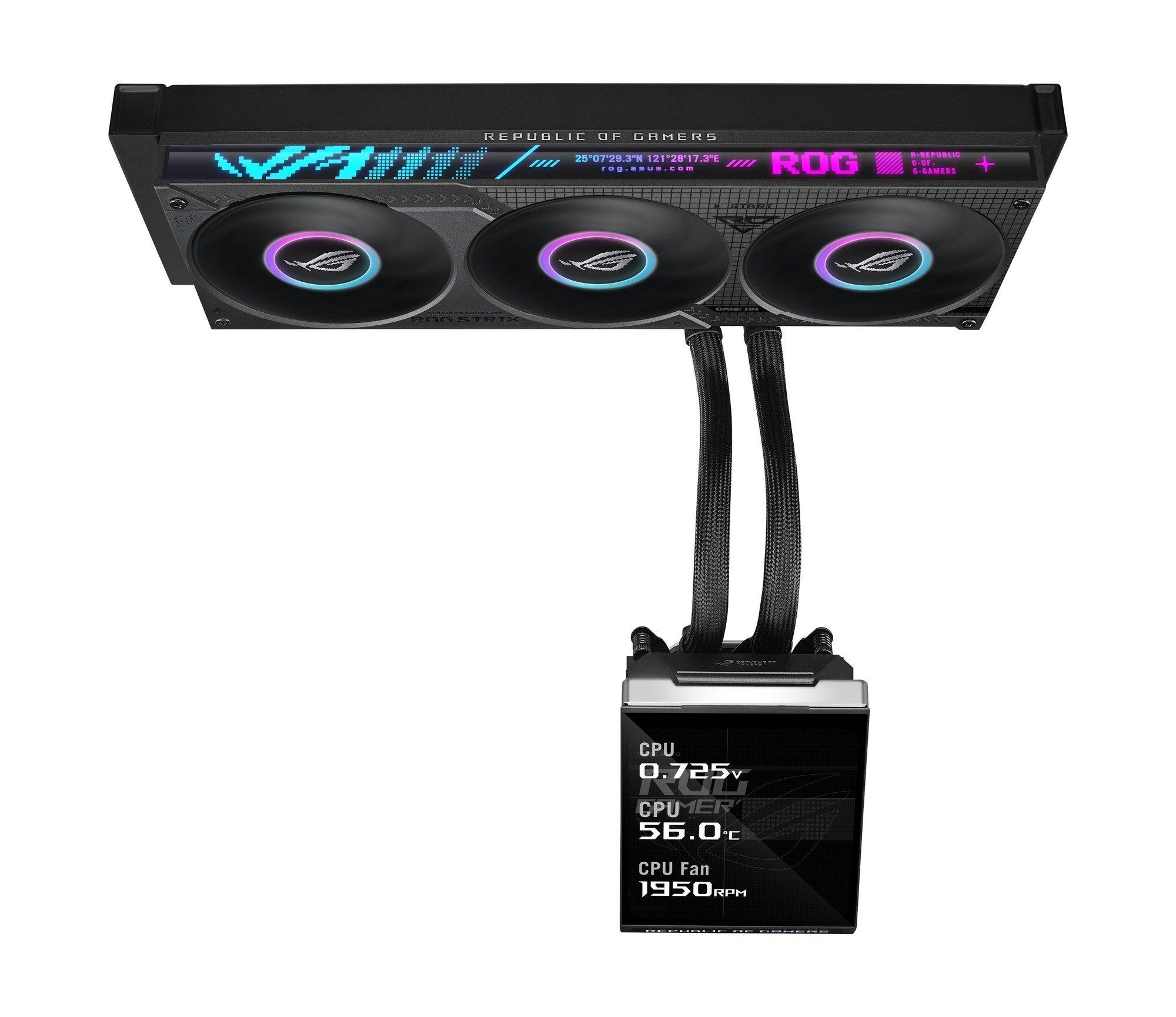 Water Cooler CPU ASUS ROG STRIX SLC IV 360 ARGB LCD (AM4, AM5, LGA 1700, LGA 1851 - LGA 1851, AM4, AM5, LGA 1700 - 120 mm - Preto) — miniatura 2