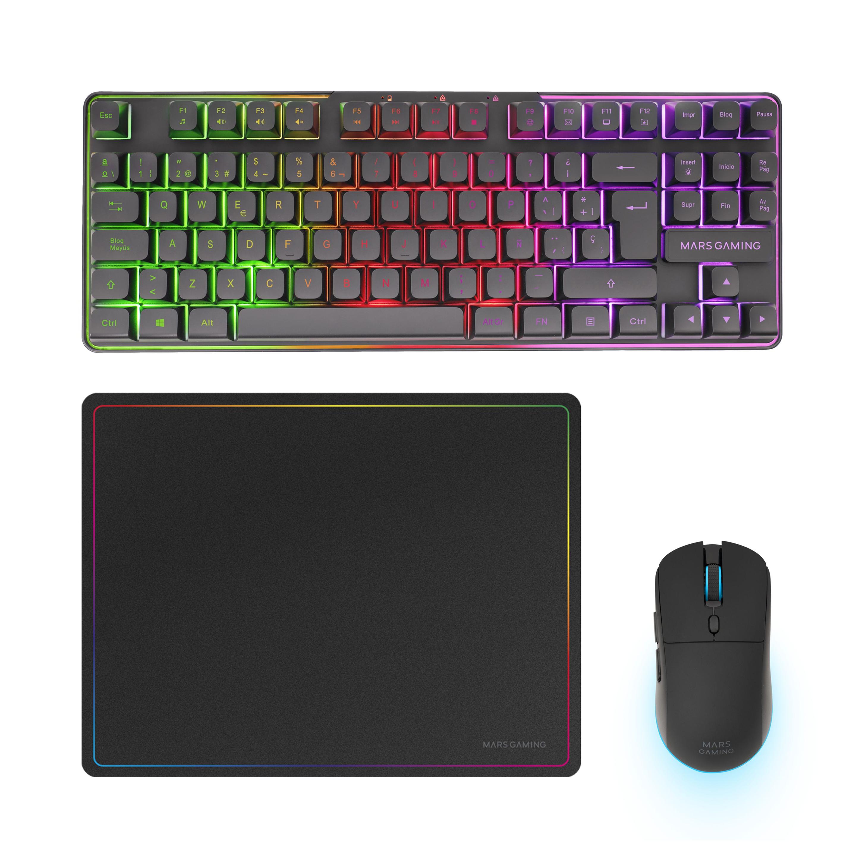 Conjunto Teclado e Rato Gaming MARS GAMING MCPWTKLES (Mão direita - Preto)
