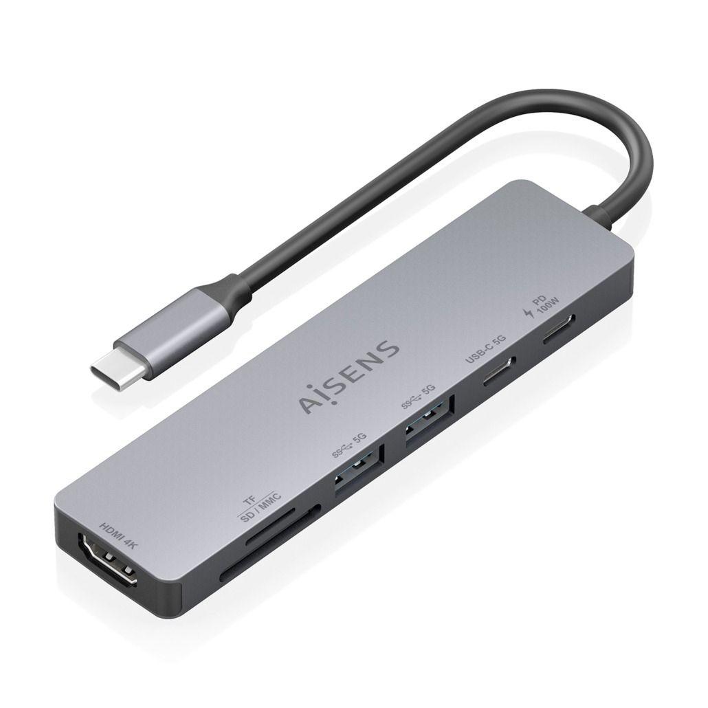 Dock USB-C AISENS ASUC-7P048-GR (0,15 m - Cinzento)