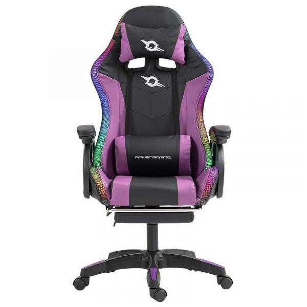 Cadeira Gaming POWERGAMING LED RGB (Pele sintética - Preto e Lilás), miniatura 2