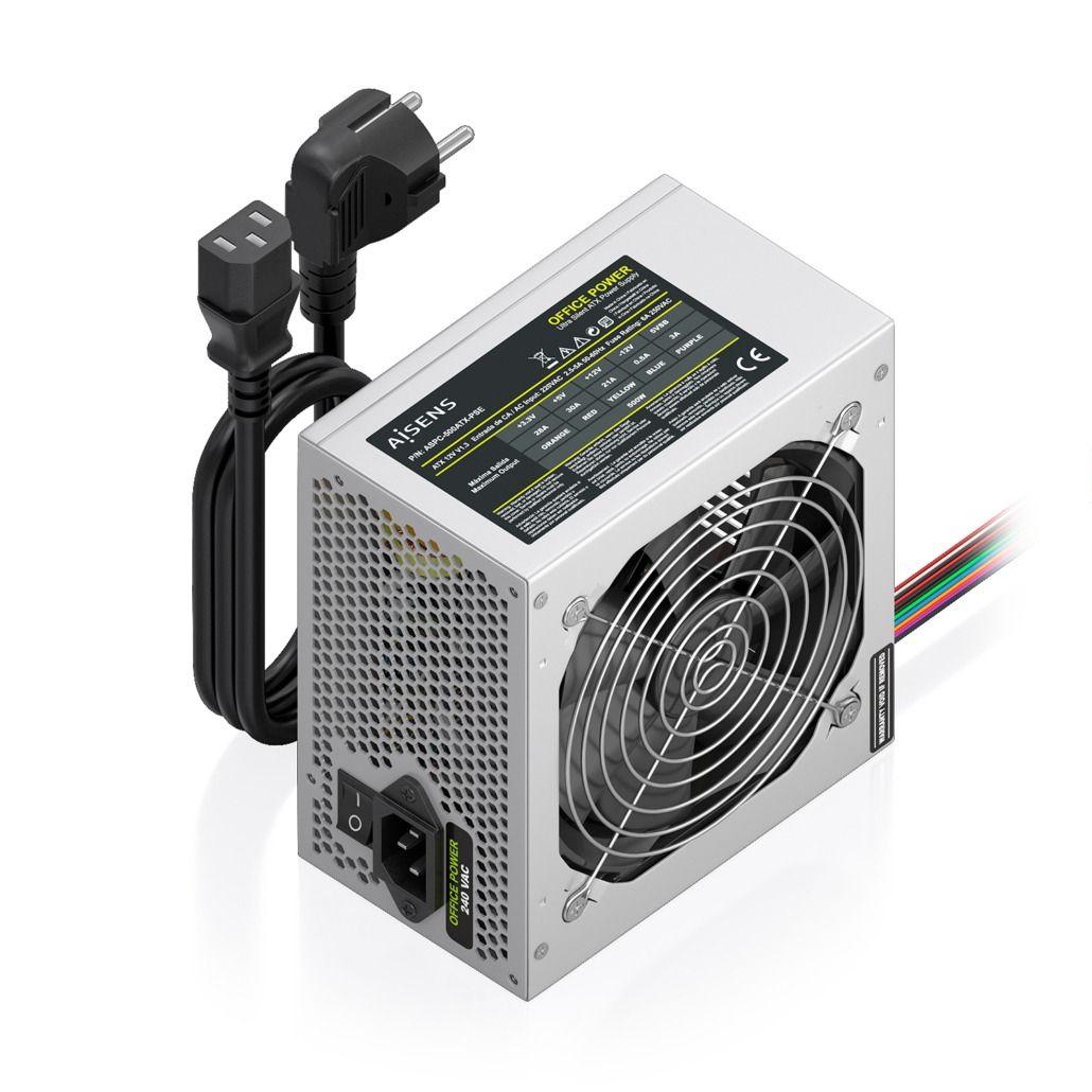 Fonte de Alimentação AISENS ASPC-500ATX-PSE (ATX - 500 W - AC - Prateado)